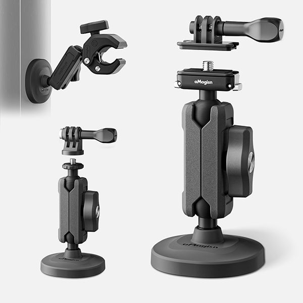 aMagisn Super Clamp Camera Mount 360° Ball Head for GoPro/Insta360/DJI - Bike Motorcycle Handlebar