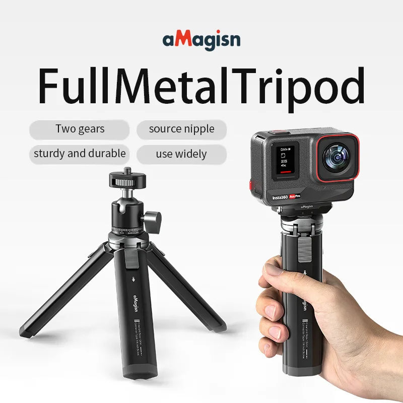 aMagisn Metal Aluminum Alloy Tripod for GoPro Hero/DJI OSMO /Insta360 Action Camera Tripod Accessories With 1/4 Screw