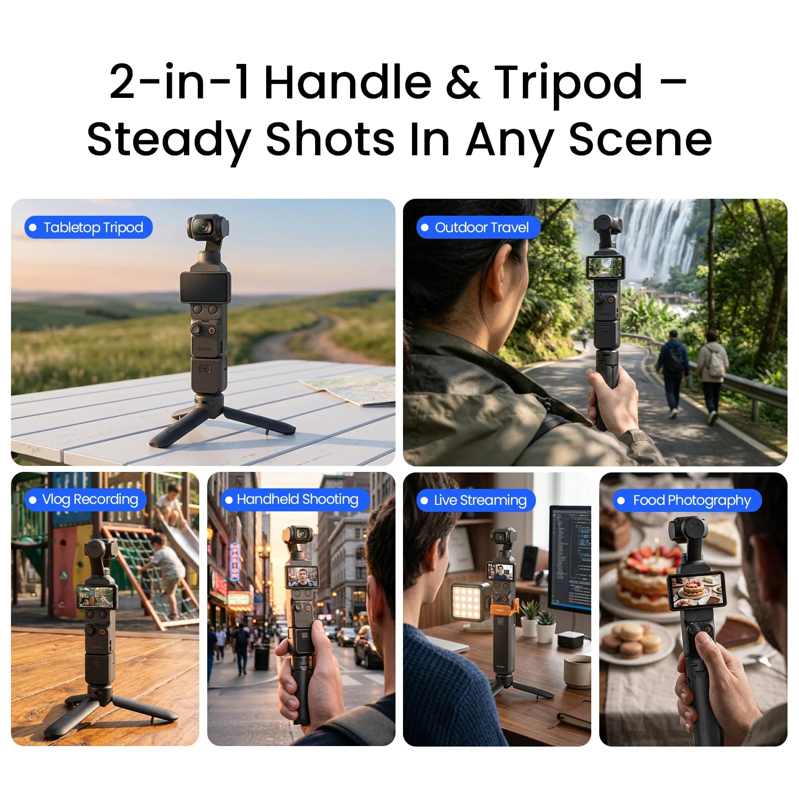 快拆迷你三脚架 一键自动展开 49克 1.5公斤承重 适用GoPro DJI Pocket 4 Insta360