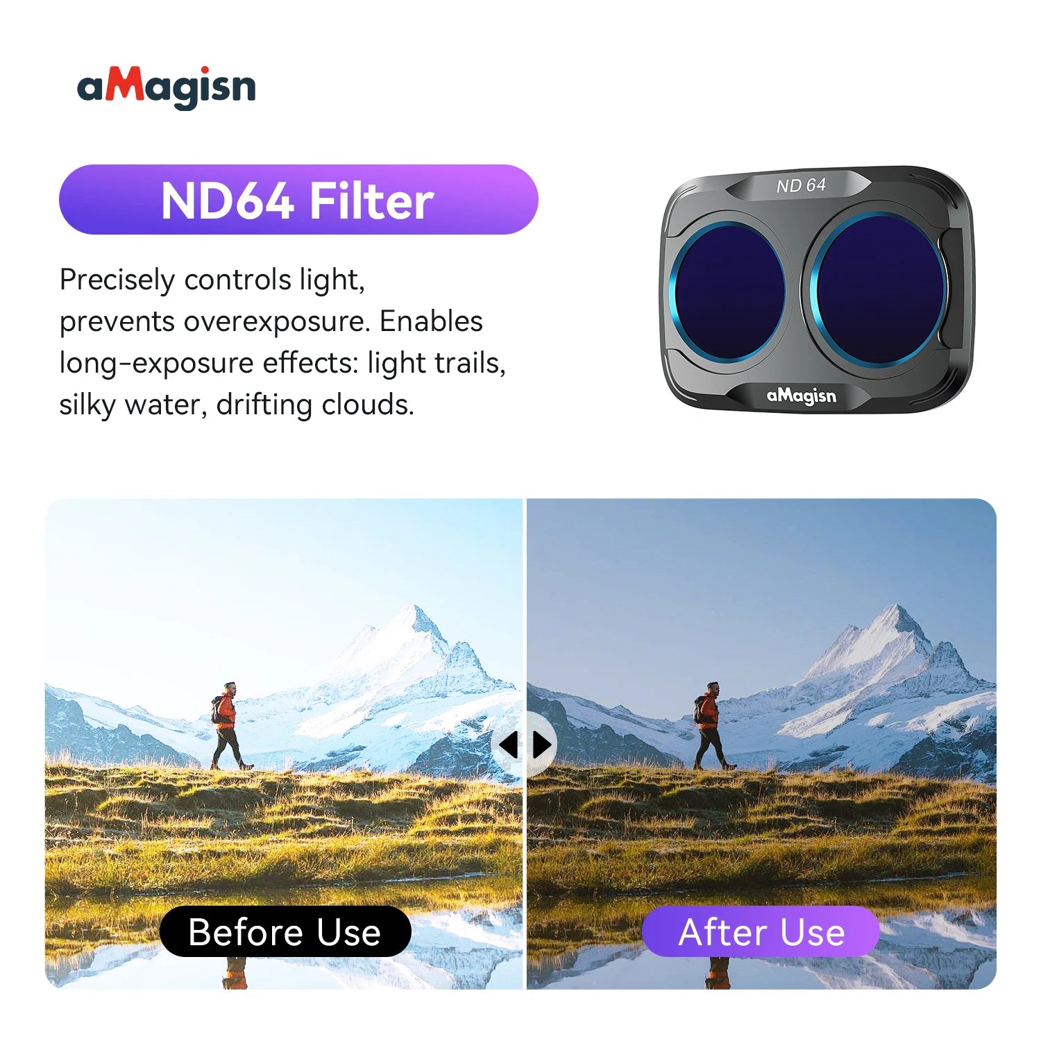aMagisn Lens Filters for DJI Osmo Pocket 4P - CPL ND UV Star Mist Magnetic Snap-On