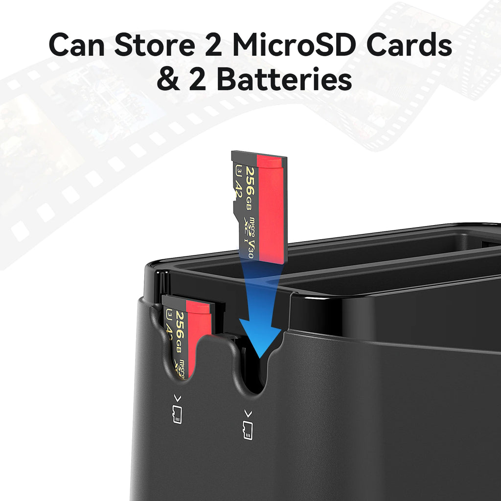 aMagisn 2 in 1 Battery Charging Hub for Insta360 X4 Air, 2 Slots Fast Charger with Dual Micro SD Card Storage for X4 Air Not X4