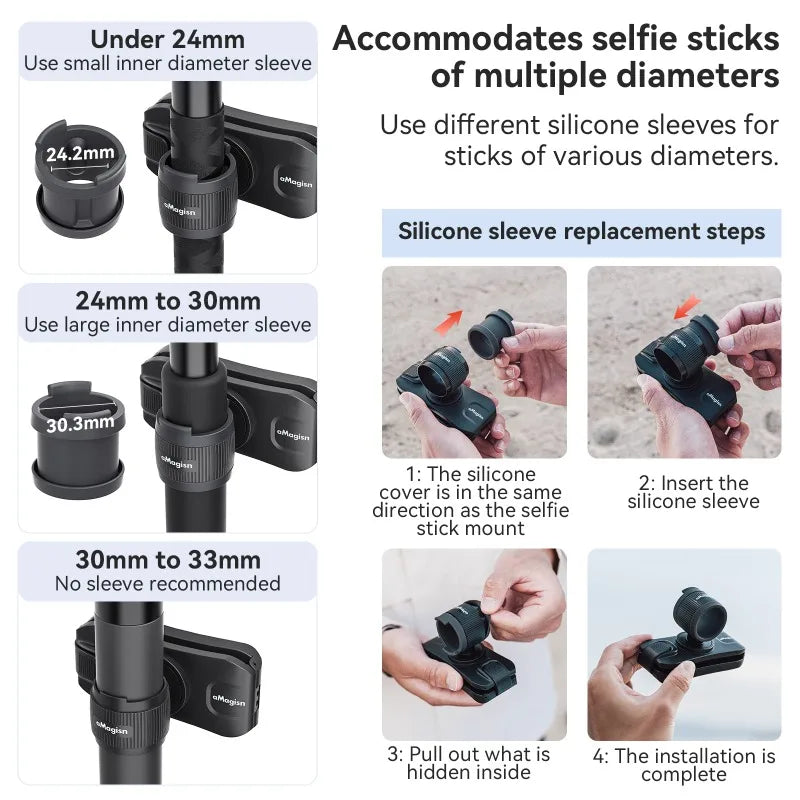 aMagisn Selfie Stick Hanger for Insta360/DJI/GoPro Action Camera, Quick-Release Waist Belt Clip Stick Holder ,Hands-free Mount