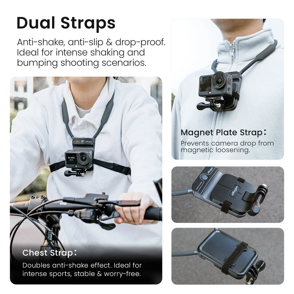 aMagisn Invisible Magnetic Neck Mount, POV Neck Mount Action Camera Holder for Gopro DJI POCKET 4 4P Insta360 Luna Ultra X5 X6