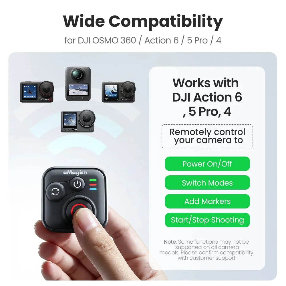 aMagisn Camera Bluetooth Remote Control 50M Shutter Controller for DJI OSMO 360 / Action 6 / 5 Pro / 4 Camera Accessories