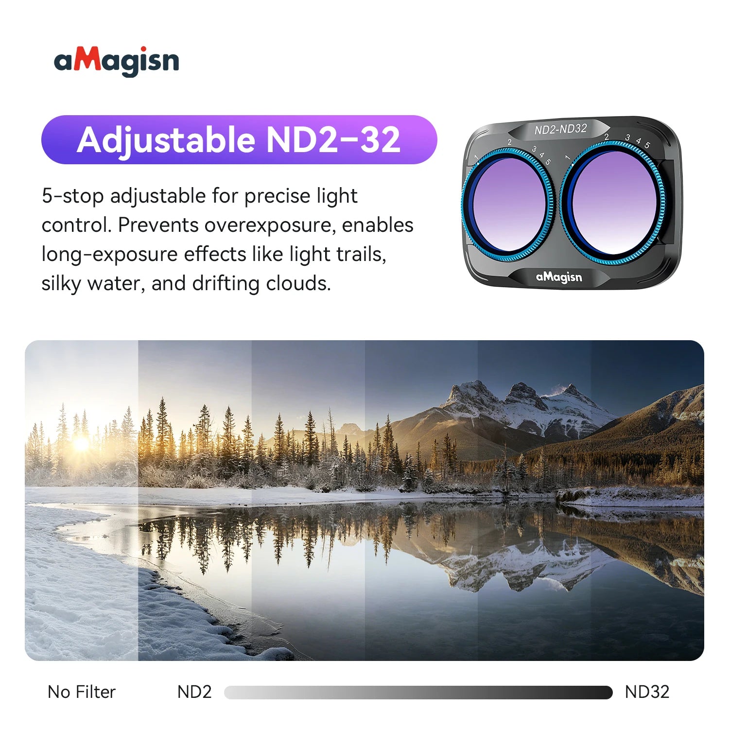 aMagisn Lens Filters for DJI Osmo Pocket 4P - CPL ND UV Star Mist Magnetic Snap-On