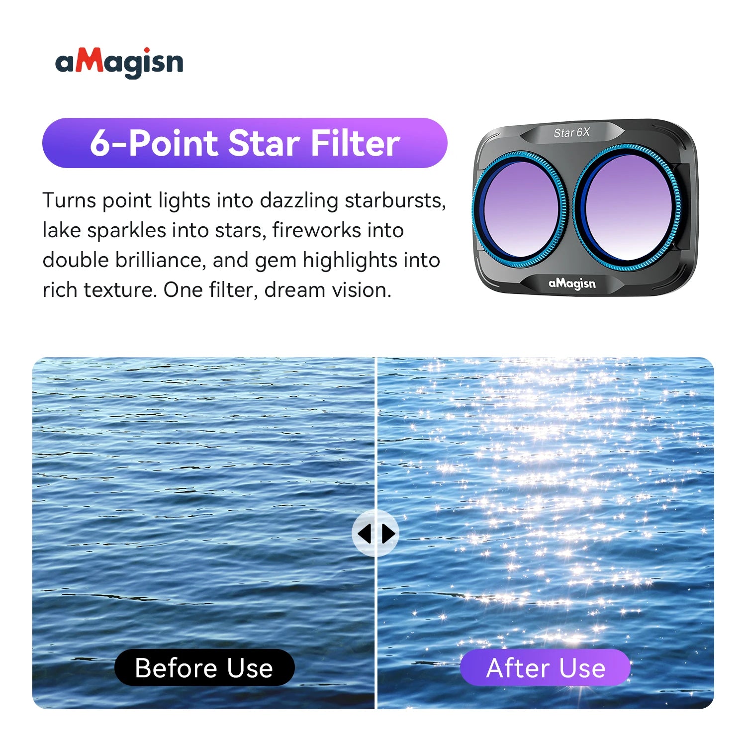 aMagisn Lens Filters for DJI Osmo Pocket 4P - CPL ND UV Star Mist Magnetic Snap-On