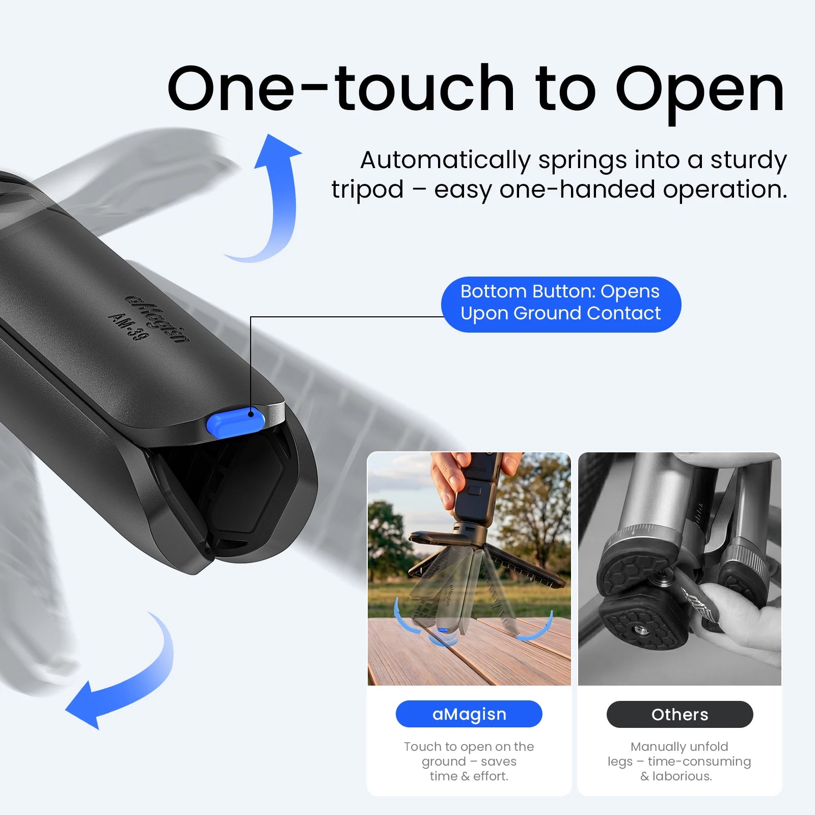 快拆迷你三脚架 一键自动展开 49克 1.5公斤承重 适用GoPro DJI Pocket 4 Insta360