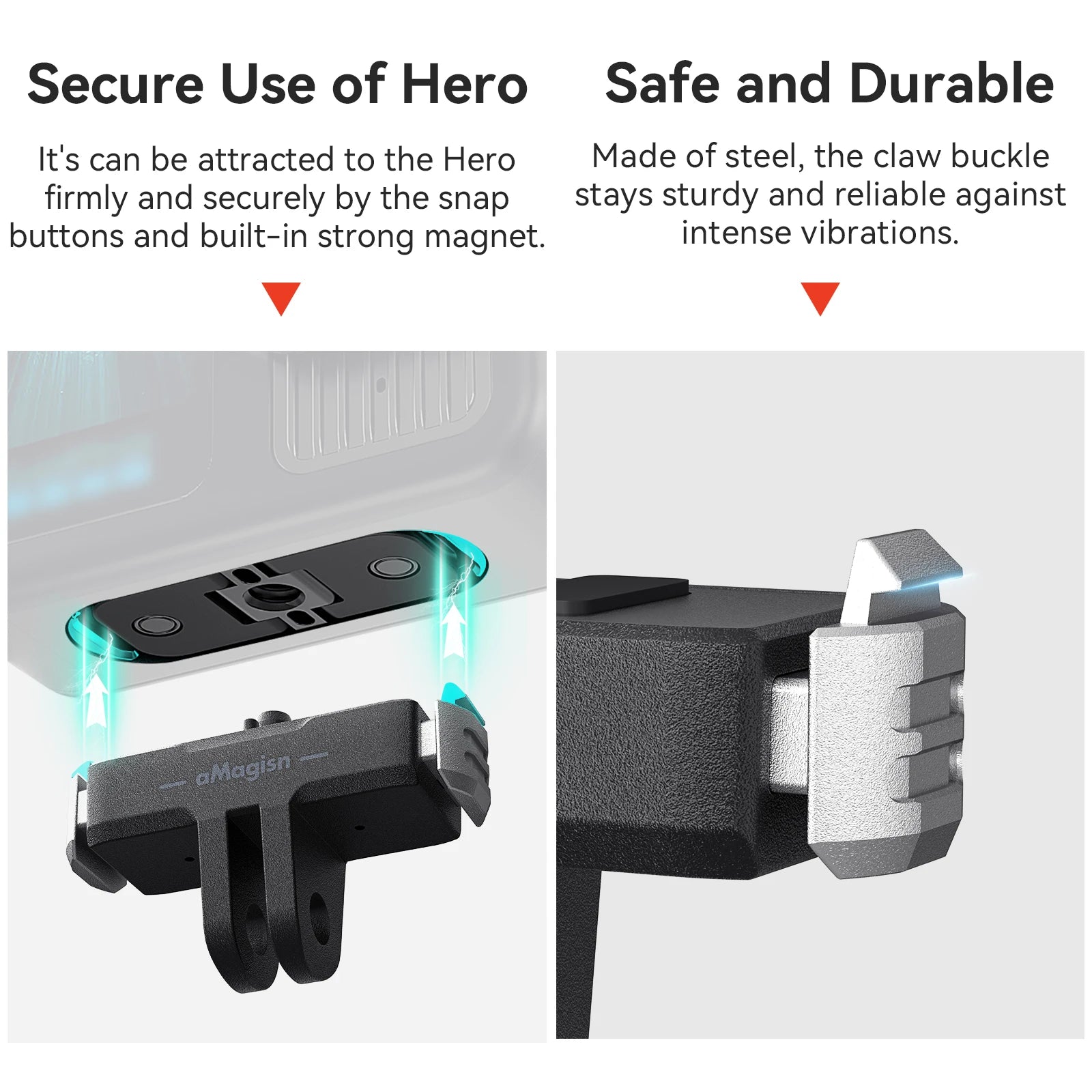 aMagisn Magnetic Quick-Release Mount for GoPro Hero 13 Black - 14g Ultra-Light ABS Plastic