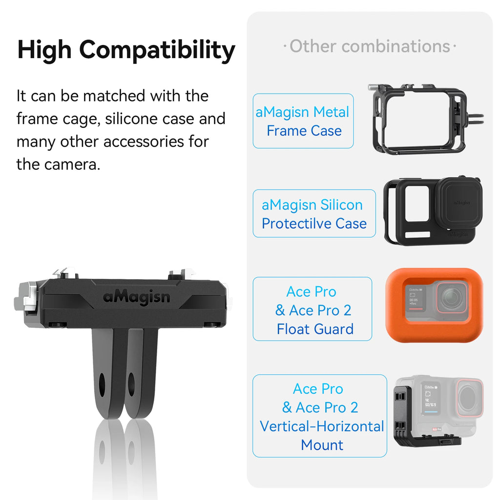 aMagisn Quick Release Mount for Insta360 X6 X5 / X4 Air / Ace Pro 2 , Magnetic Base for Insta360 Accessories Not for X3 X4