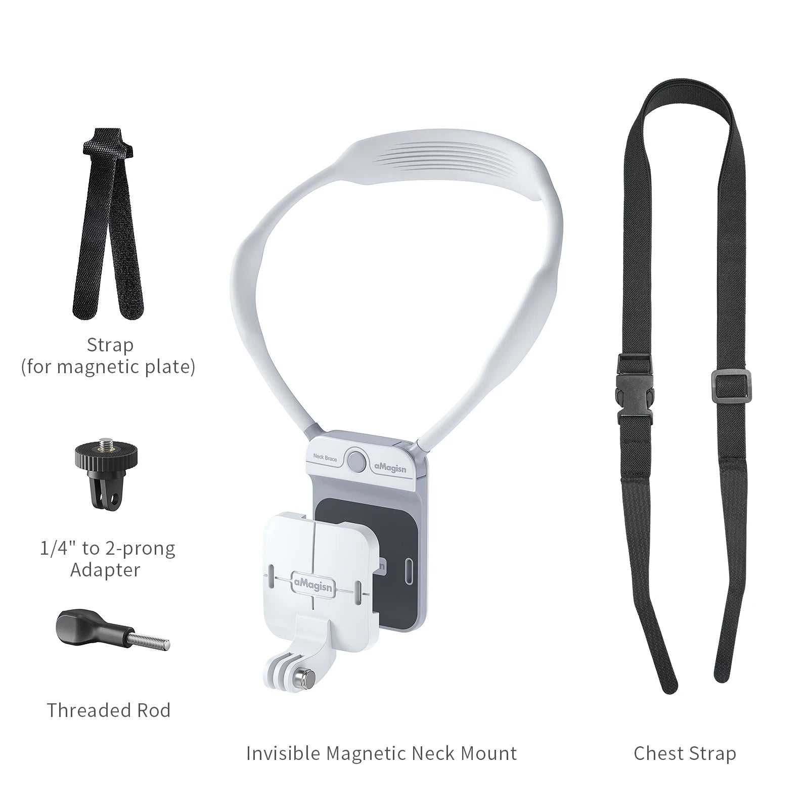aMagisn Invisible Magnetic Neck Mount, POV Neck Mount Action Camera Holder for Gopro DJI POCKET 4 4P Insta360 Luna Ultra X5 X6