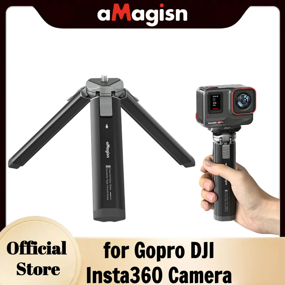 aMagisn Metal Mini Tripod for GoPro/Insta360/DJI/Gimbal - 1/4" Screw 5kg Payload