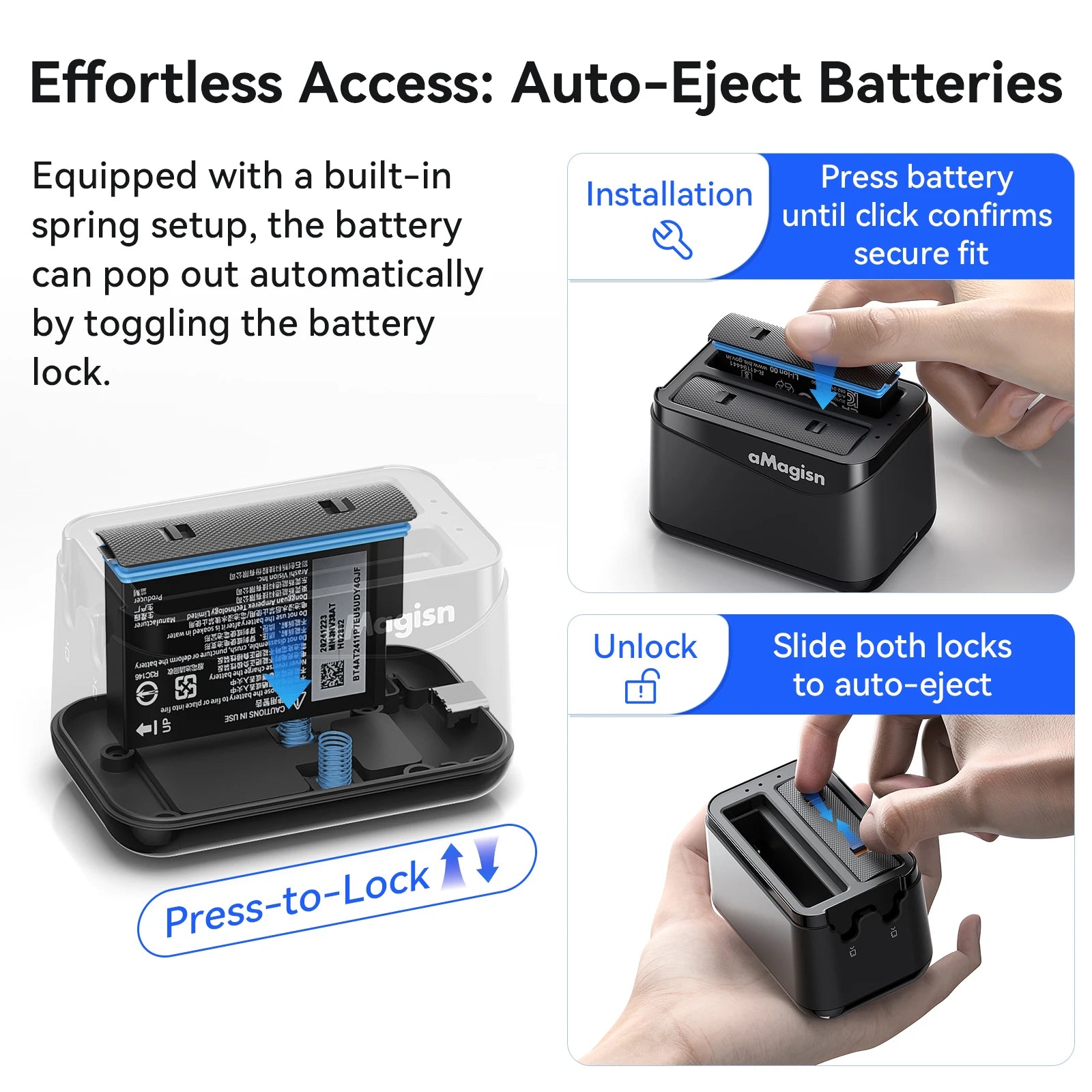 aMagisn 2 in 1 Battery Charging Hub for Insta360 X4 Air, 2 Slots Fast Charger with Dual Micro SD Card Storage for X4 Air Not X4
