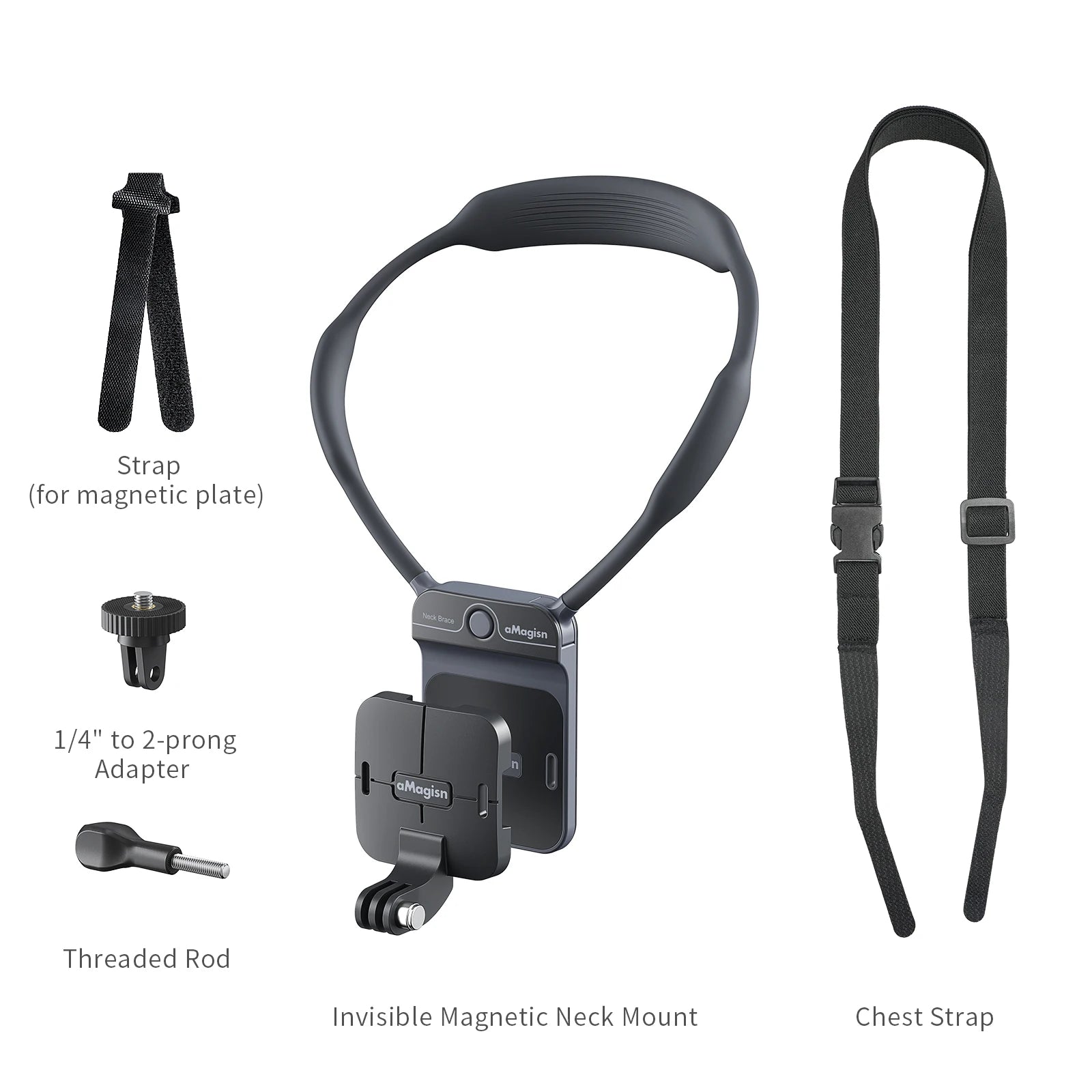 aMagisn Invisible Magnetic Neck Mount, POV Neck Mount Action Camera Holder for Gopro DJI POCKET 4 4P Insta360 Luna Ultra X5 X6