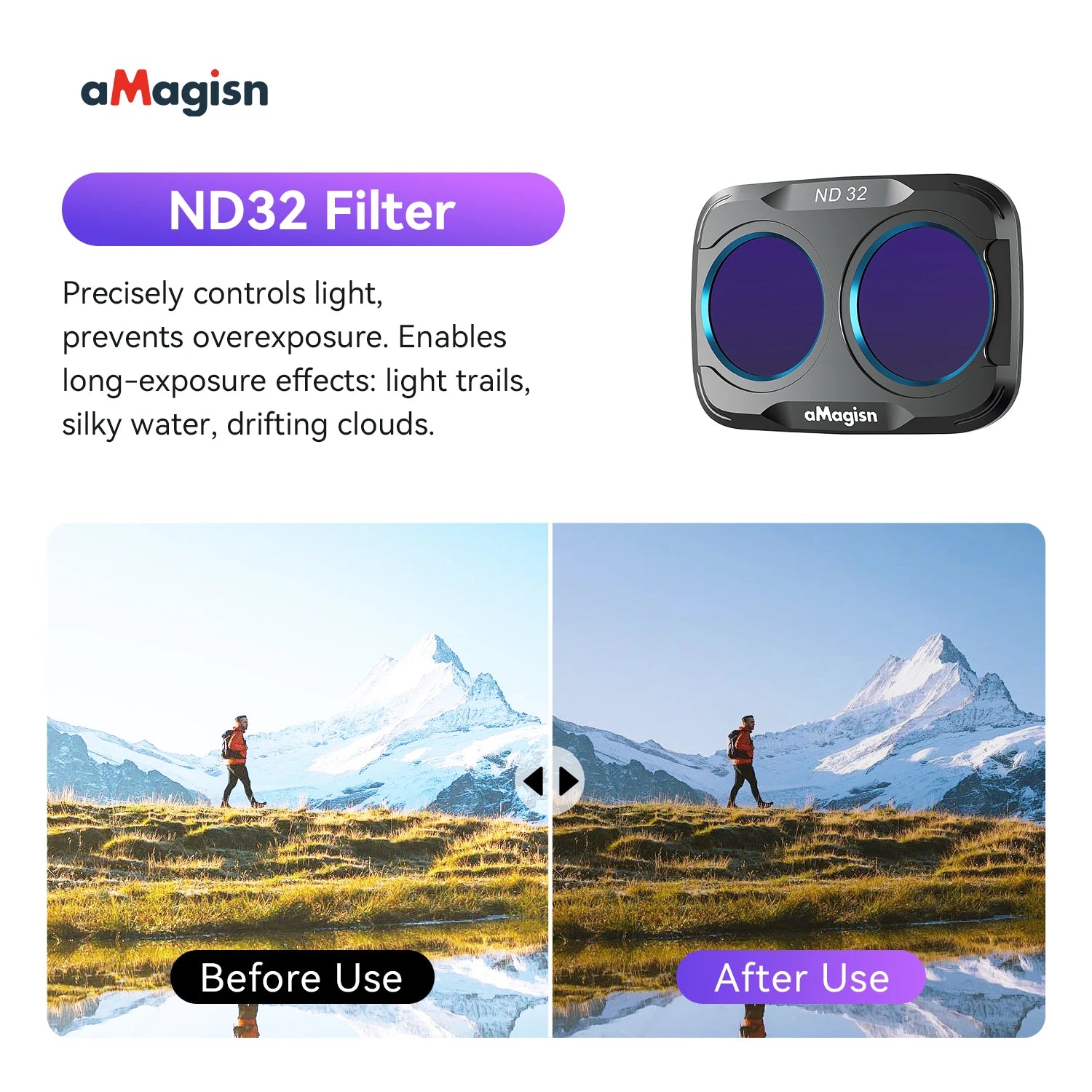 aMagisn Lens Filters for DJI Osmo Pocket 4P - CPL ND UV Star Mist Magnetic Snap-On