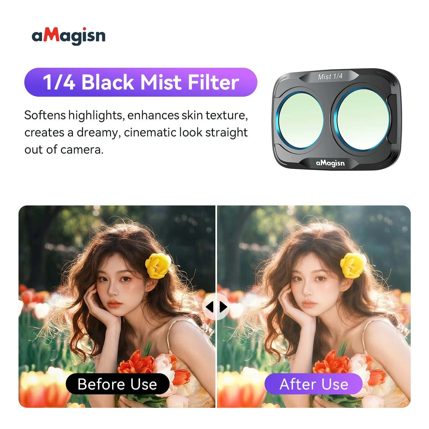 aMagisn Lens Filters for DJI Osmo Pocket 4P - CPL ND UV Star Mist Magnetic Snap-On