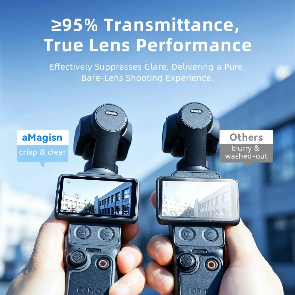 aMagisn AR Ultra-Clear Premium Tempered Glass For DJI Osmo Pocket 4 / 3  ,Screen & Lens Protector Anti-Glare Camera Accessories
