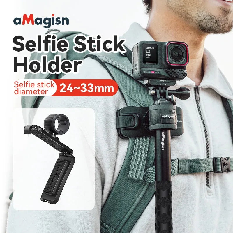 aMagisn Selfie Stick Hanger for Insta360/DJI/GoPro Action Camera, Quick-Release Waist Belt Clip Stick Holder ,Hands-free Mount