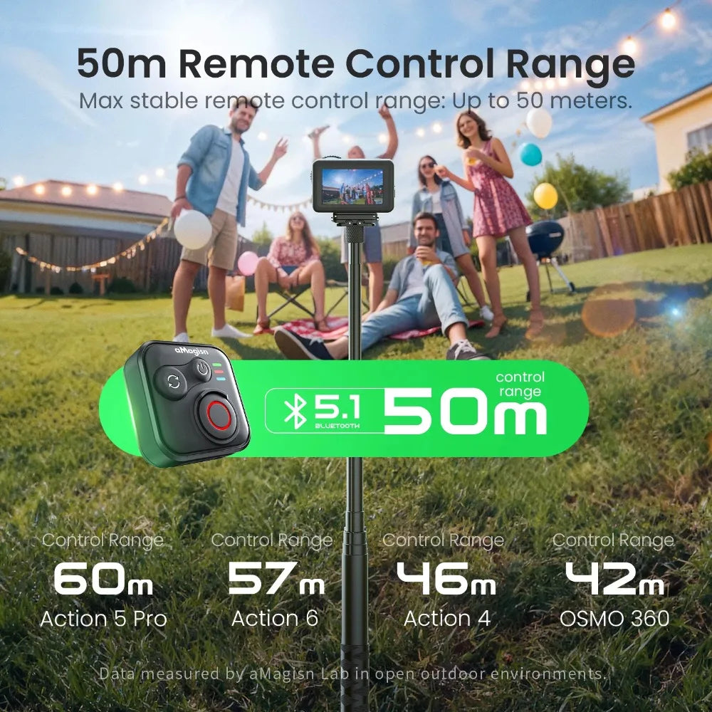 aMagisn Camera Bluetooth Remote Control 50M Shutter Controller for DJI OSMO 360 / Action 6 / 5 Pro / 4 Camera Accessories