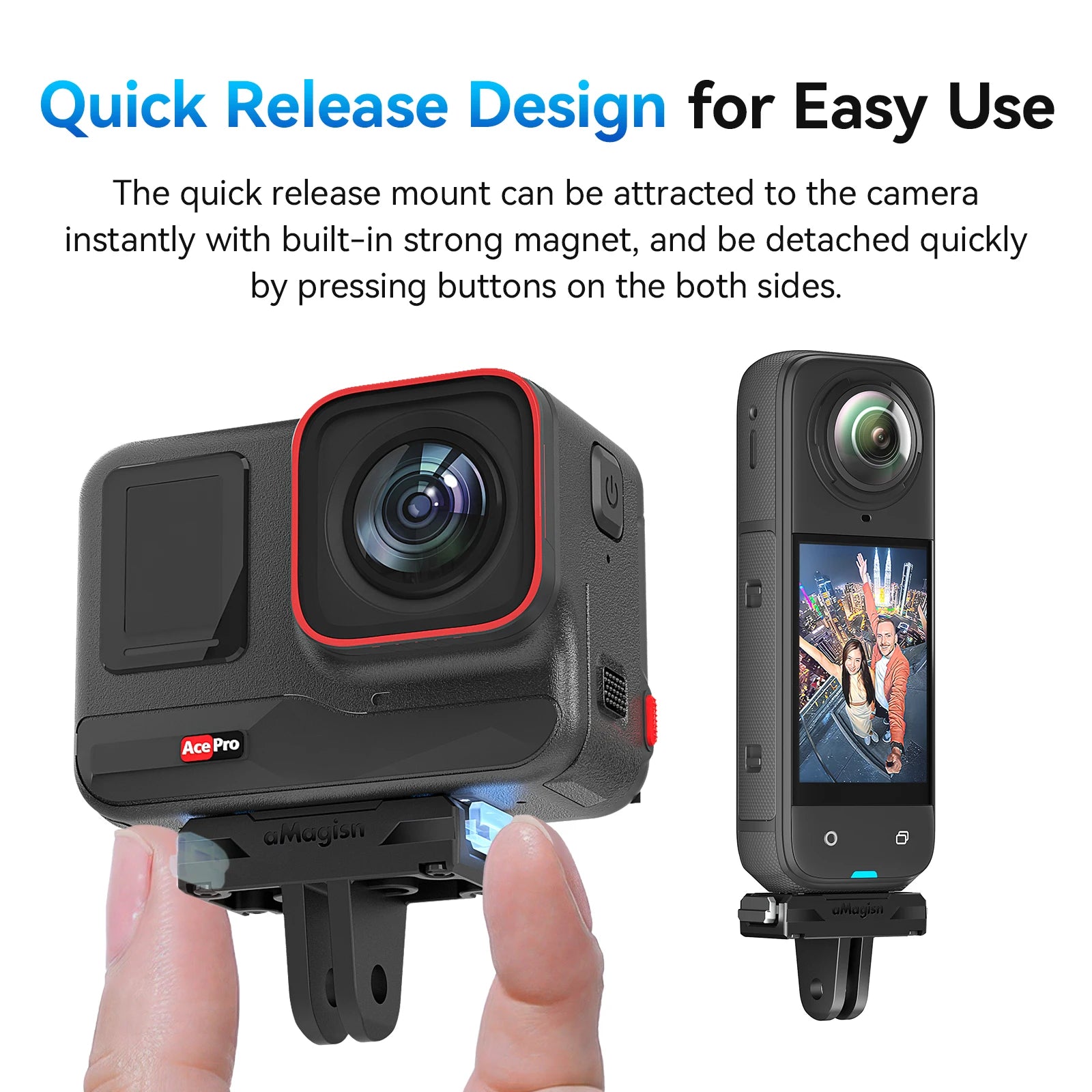 aMagisn Quick Release Mount for Insta360 X6 X5 / X4 Air / Ace Pro 2 , Magnetic Base for Insta360 Accessories Not for X3 X4