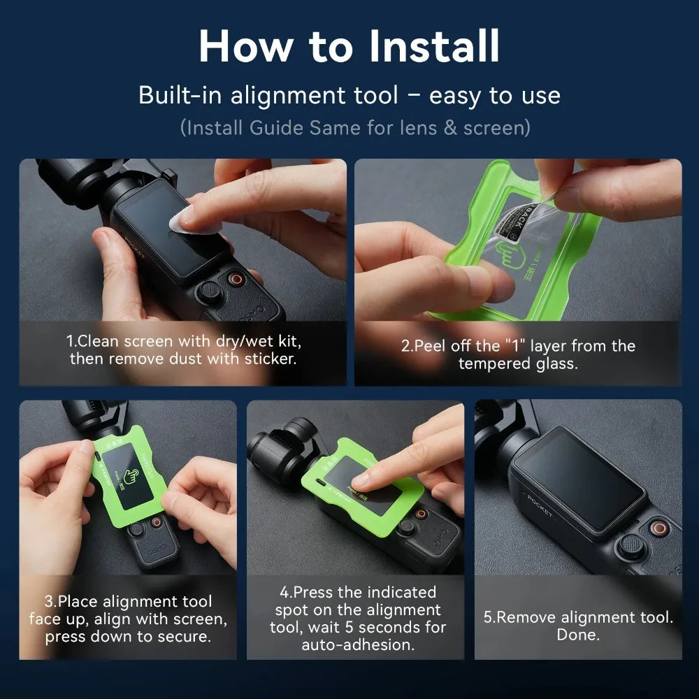 aMagisn AR Ultra-Clear Premium Tempered Glass For DJI Osmo Pocket 4 / 3  ,Screen & Lens Protector Anti-Glare Camera Accessories