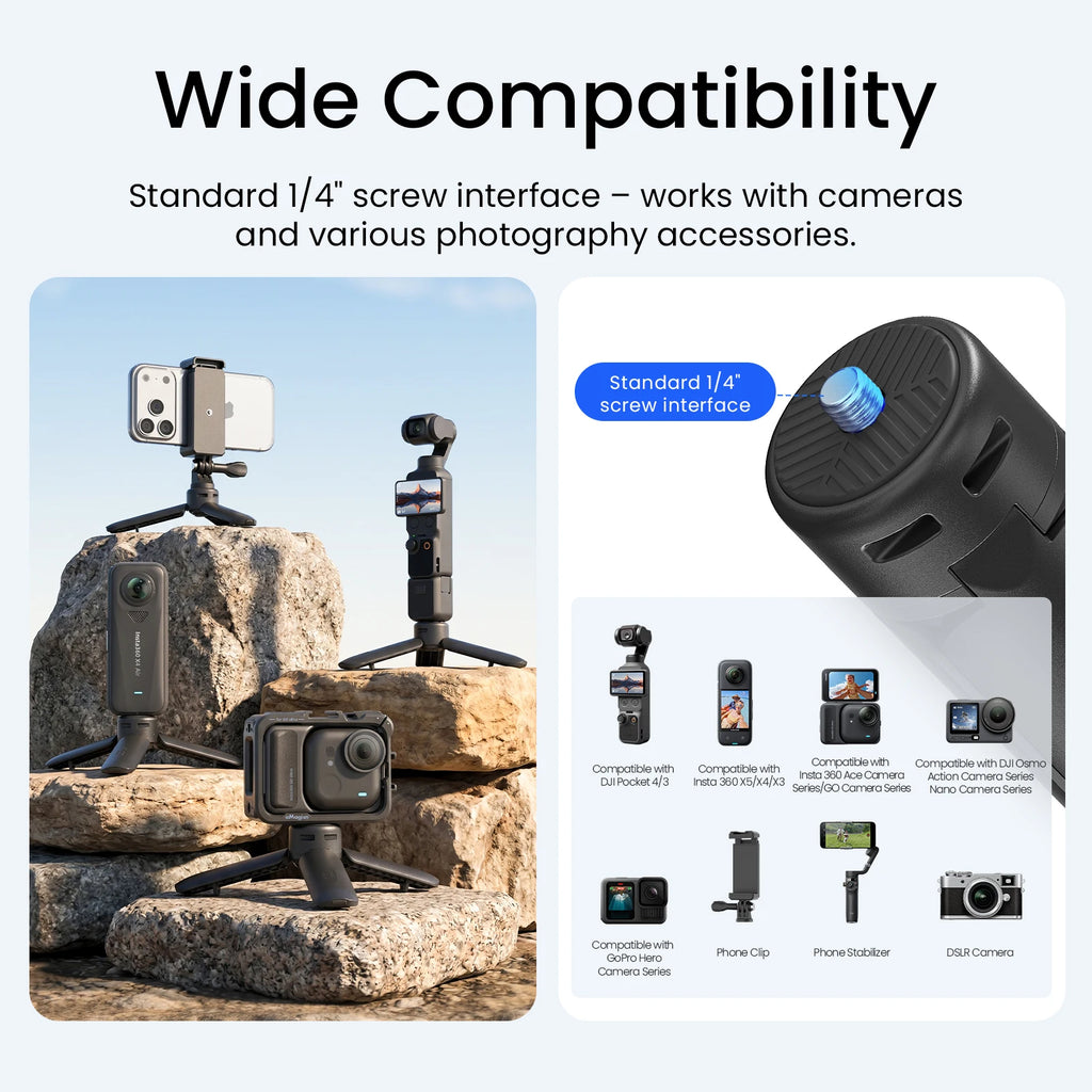 快拆迷你三脚架 一键自动展开 49克 1.5公斤承重 适用GoPro DJI Pocket 4 Insta360