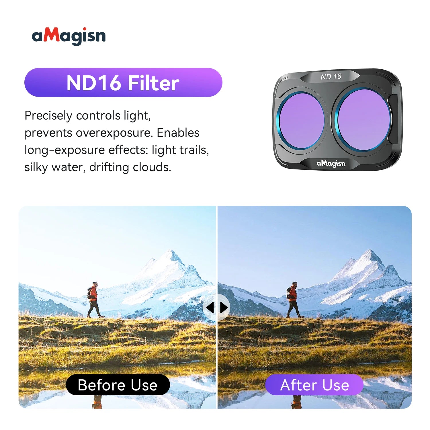 aMagisn Lens Filters for DJI Osmo Pocket 4P - CPL ND UV Star Mist Magnetic Snap-On