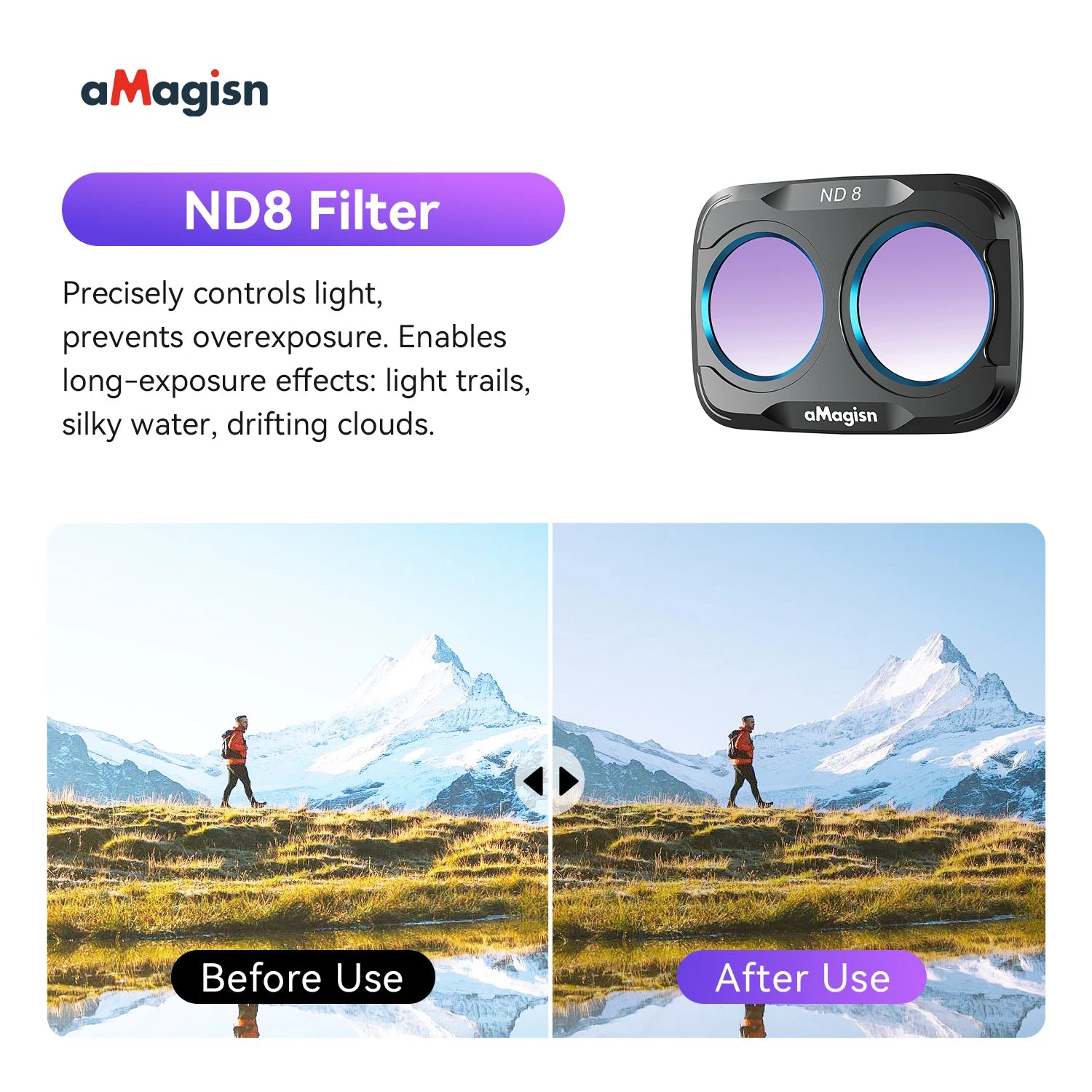 aMagisn Lens Filters for DJI Osmo Pocket 4P - CPL ND UV Star Mist Magnetic Snap-On