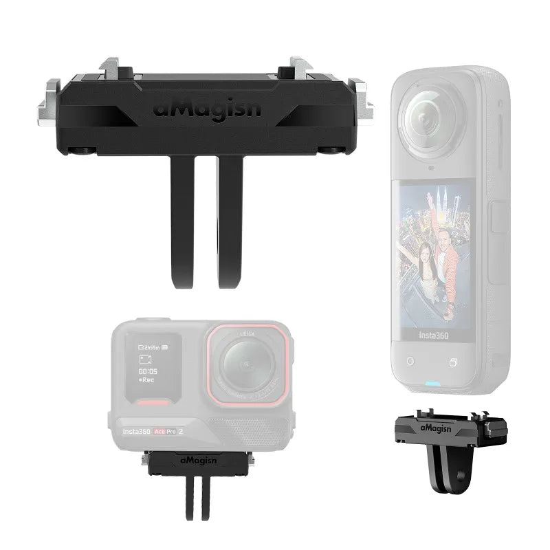 aMagisn Quick Release Mount for Insta360 X5/Ace Pro 2/Ace Pro/Ace - Plastic 1/4" & 2-Prong