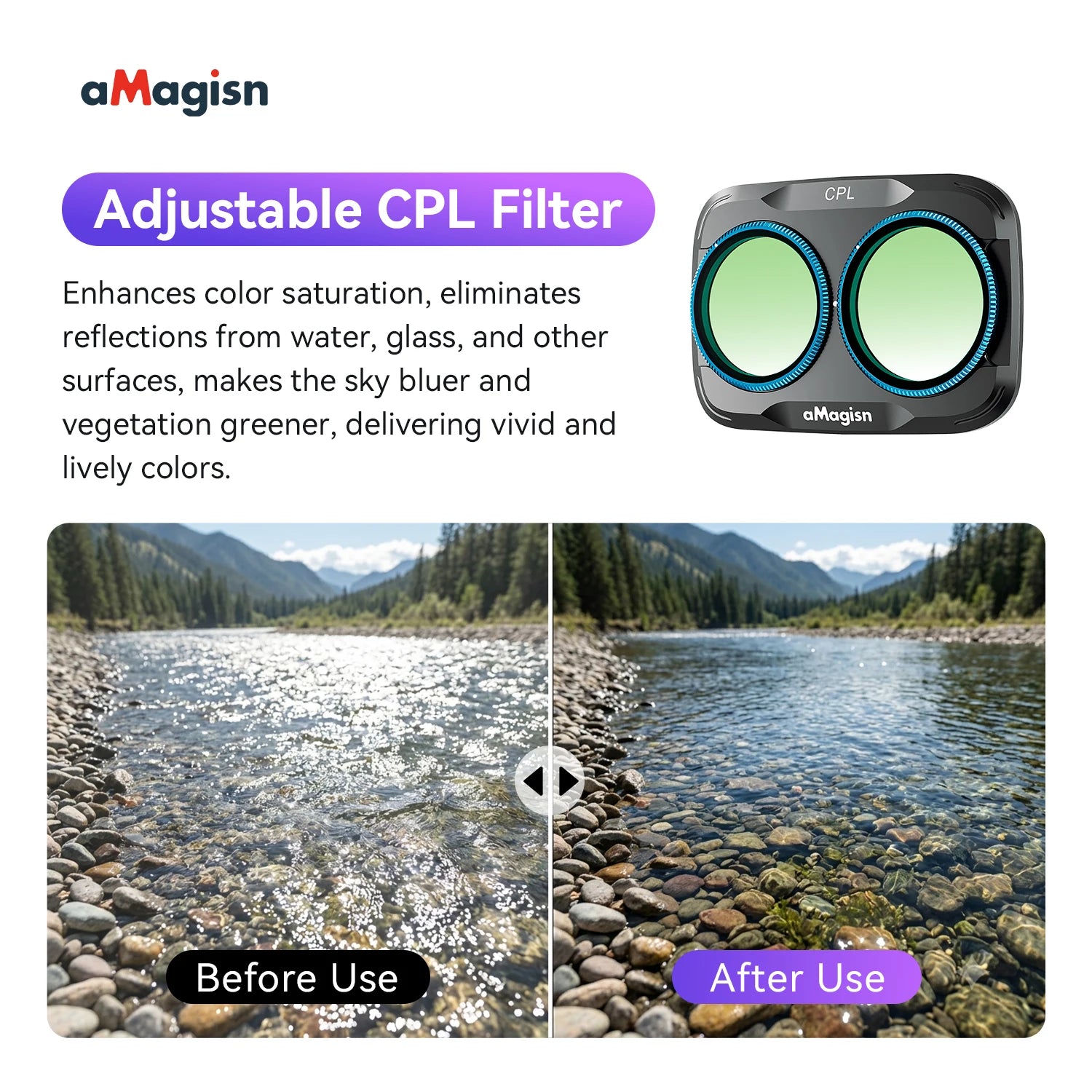 aMagisn Lens Filters for DJI Osmo Pocket 4P - CPL ND UV Star Mist Magnetic Snap-On