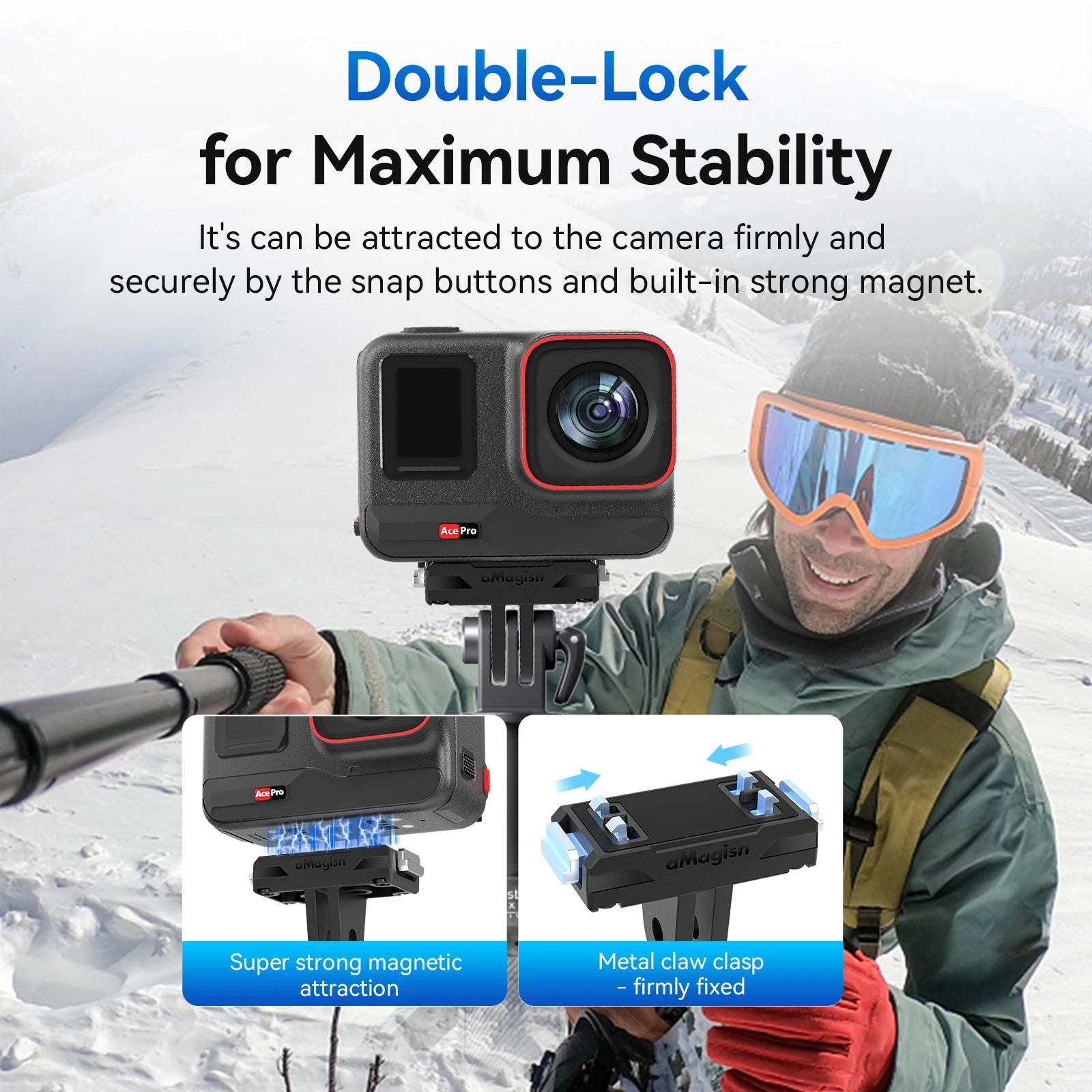 aMagisn Quick Release Mount for Insta360 X6 X5 / X4 Air / Ace Pro 2 , Magnetic Base for Insta360 Accessories Not for X3 X4