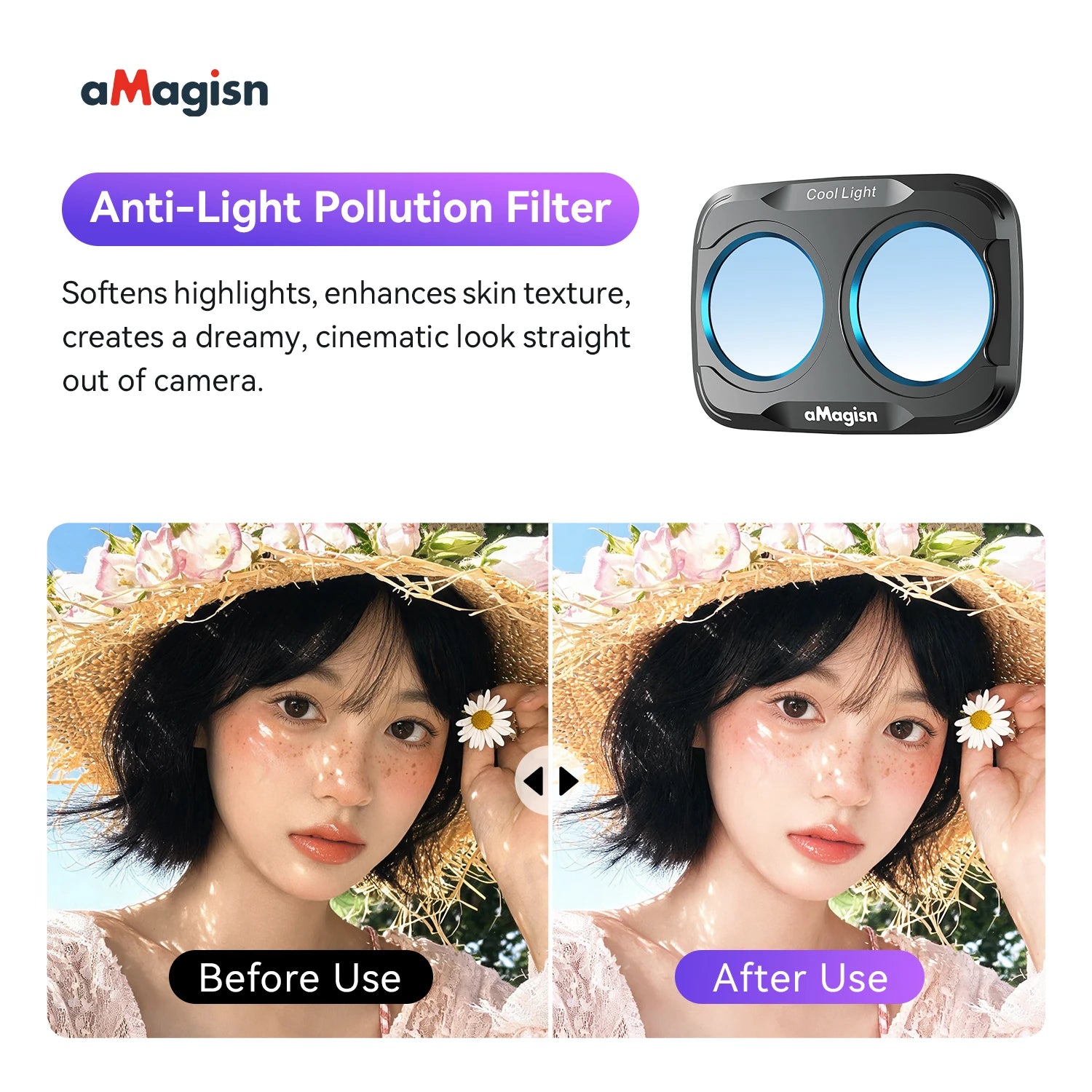 aMagisn Lens Filters for DJI Osmo Pocket 4P - CPL ND UV Star Mist Magnetic Snap-On